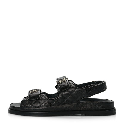 Chanel Grained Calfskin Velcro Dad Sandals 40 Black 1 of 9