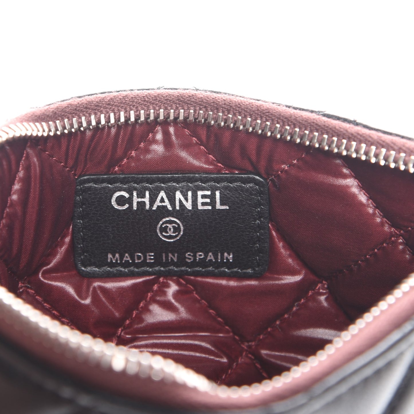 Lambskin Quilted Small Cosmetic Case Black