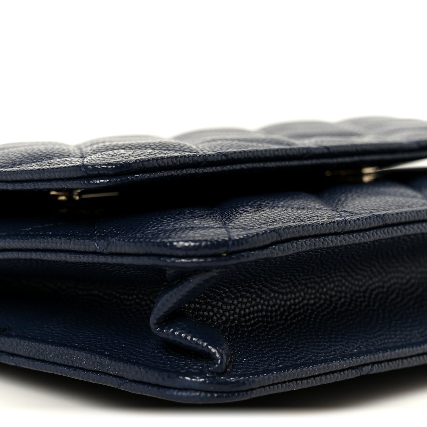 Caviar Quilted Wallet on Chain WOC Navy Blue
