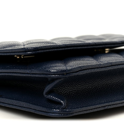 Chanel Caviar Quilted Wallet on Chain WOC Navy Blue 10 of 12