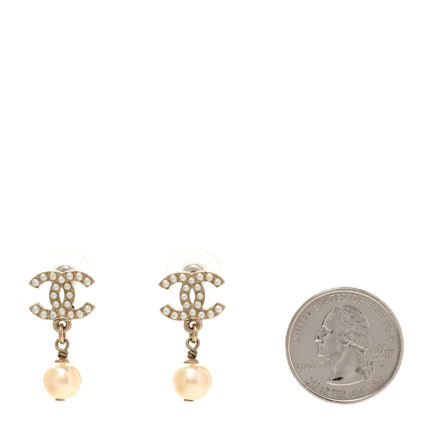 Pearl CC Drop Earrings Gold