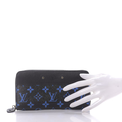 Louis Vuitton Calfskin Colored Monogram Zippy Wallet Blue Black 2 of 10