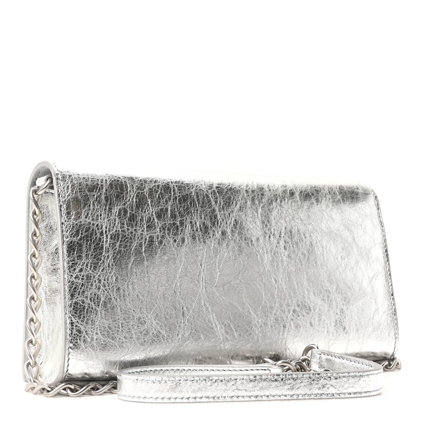 Metallized Arena Lambskin Classic Silver Hardware Le City Wallet On Chain Silver