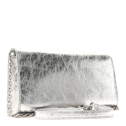 Balenciaga Metallized Arena Lambskin Classic Silver Hardware Le City Wallet On Chain Silver 3 of 9
