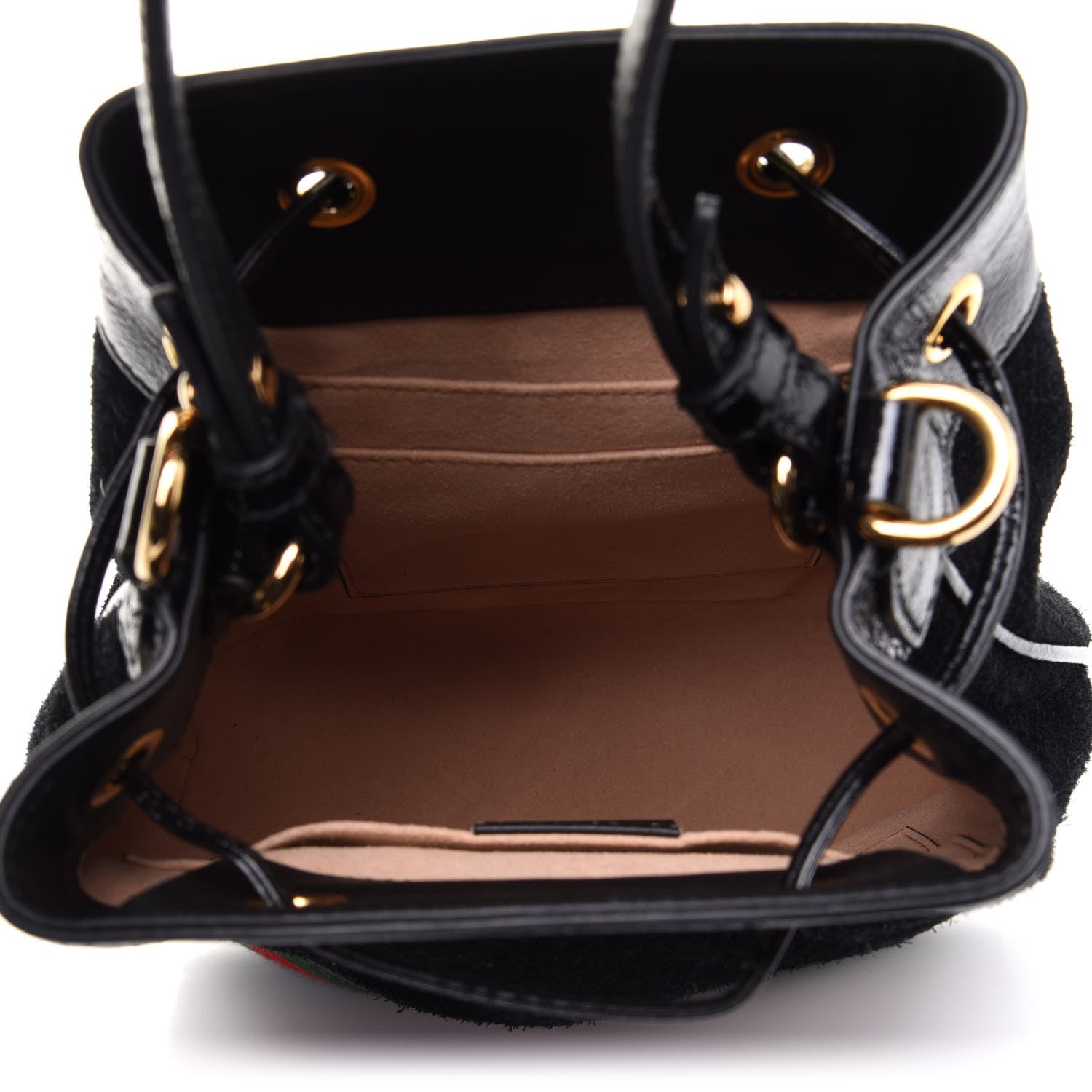 Gucci Suede Patent Web Small Ophidia Bucket Bag Black 5 of 10