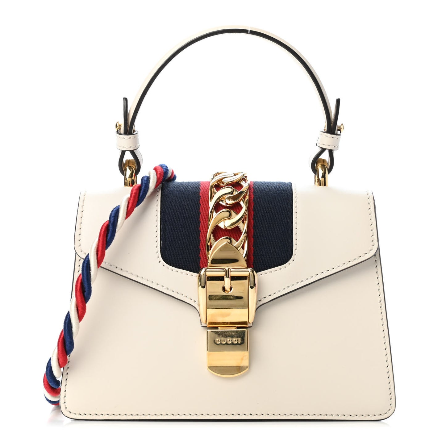 Calfskin Mini Sylvie Top Handle Bag White