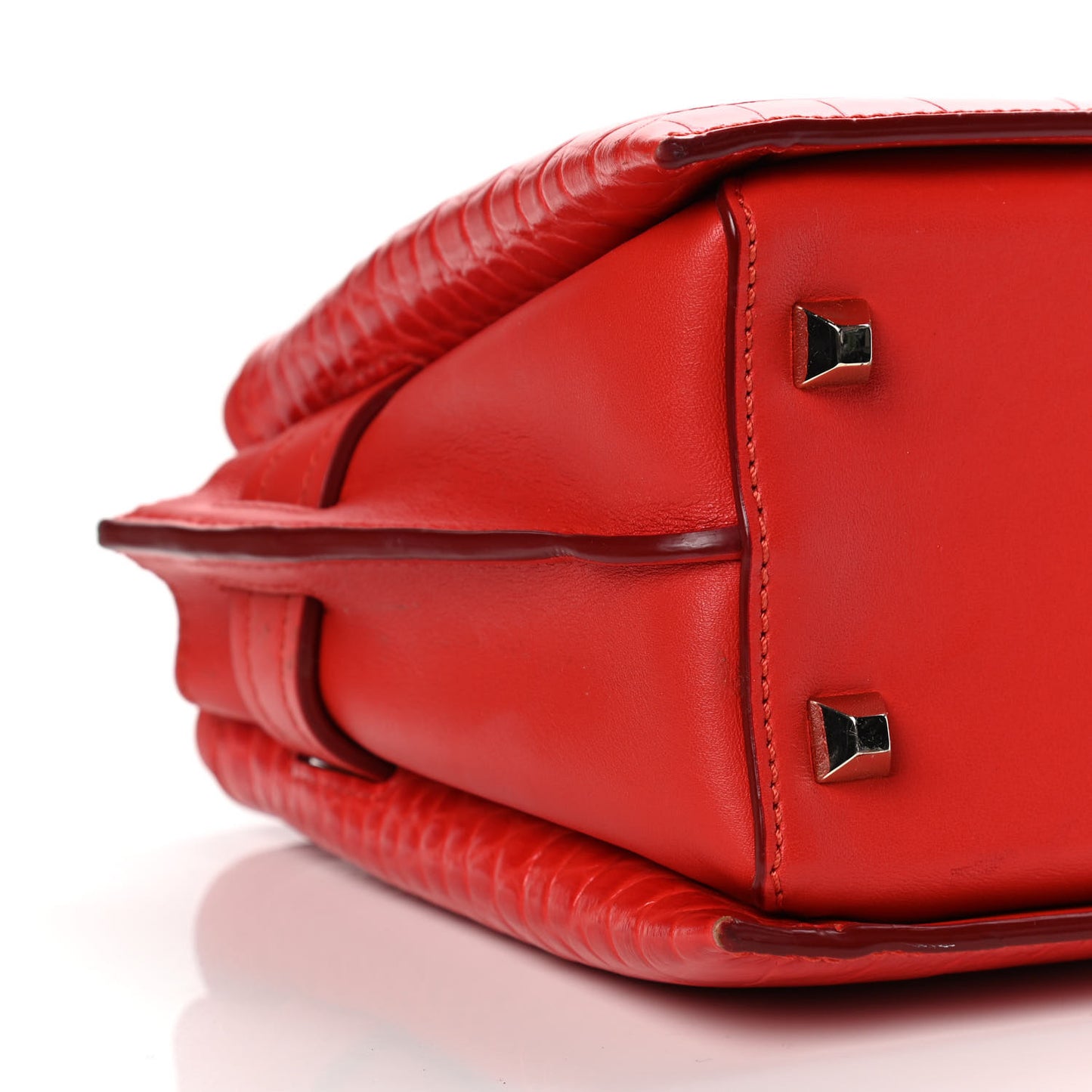 Calfskin Crocodile Embossed Mini Neo Milla Tote Ruby Red