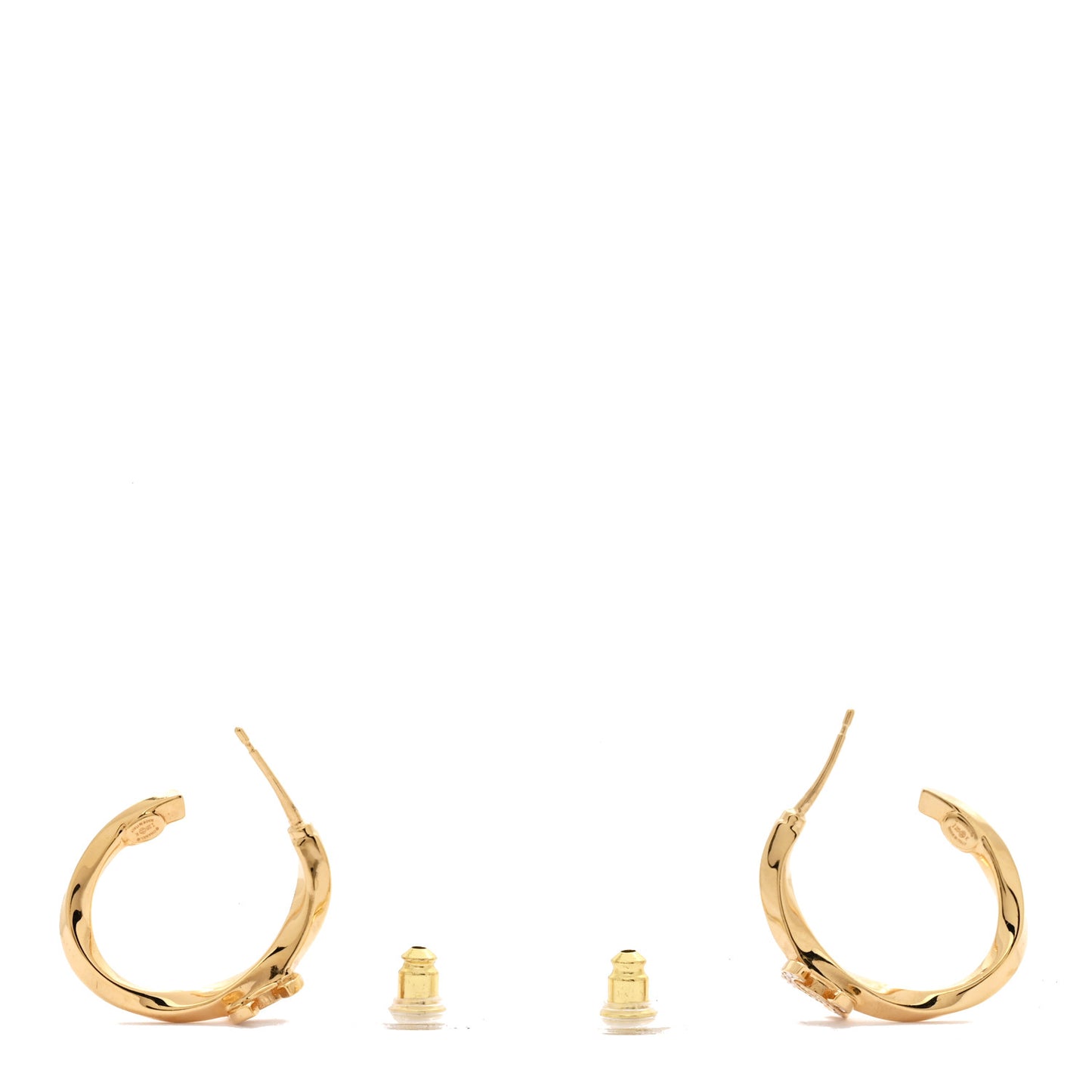 Metal Crystal Studded CC Hoop Earrings Gold