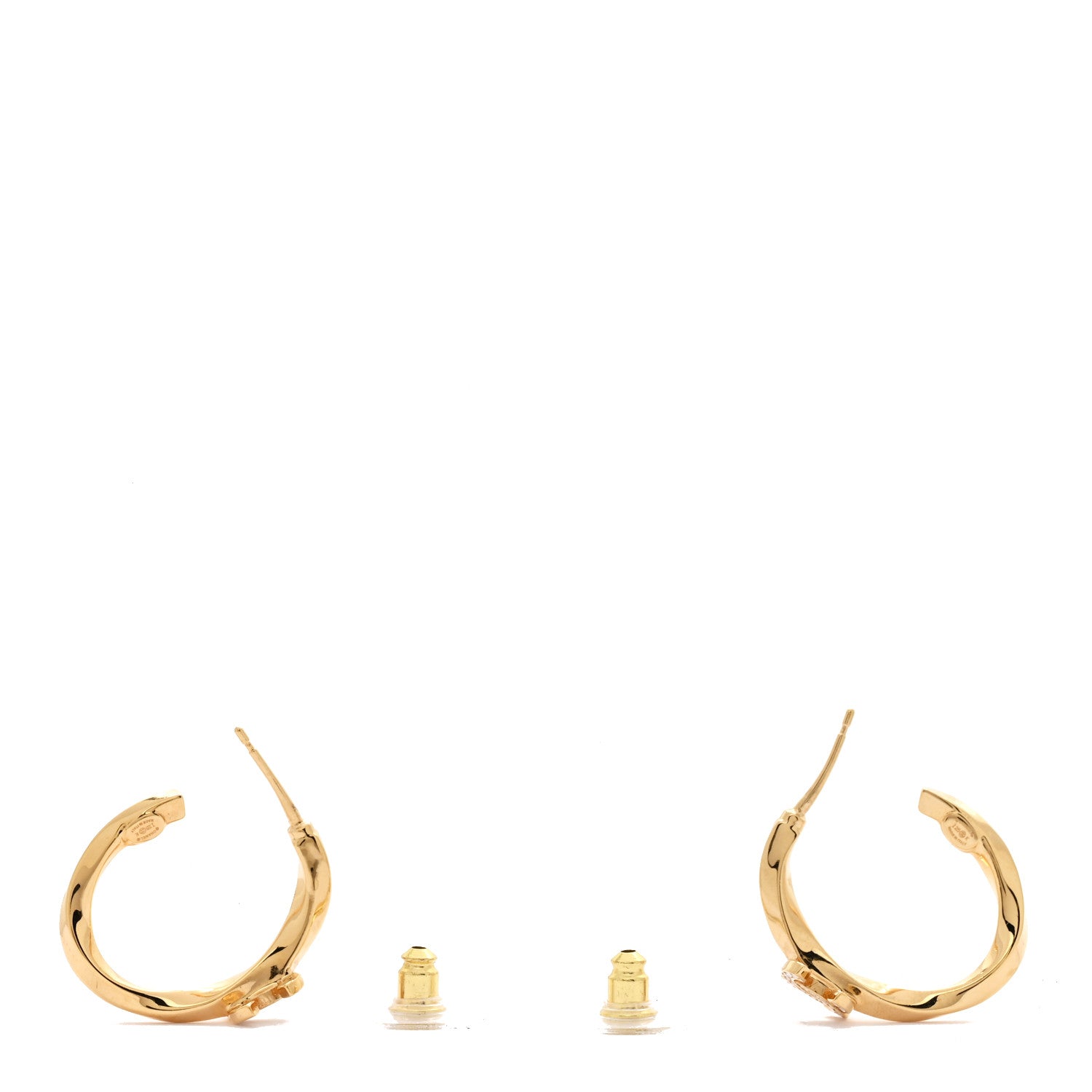 Chanel Metal Crystal Studded CC Hoop Earrings Gold 3 of 5