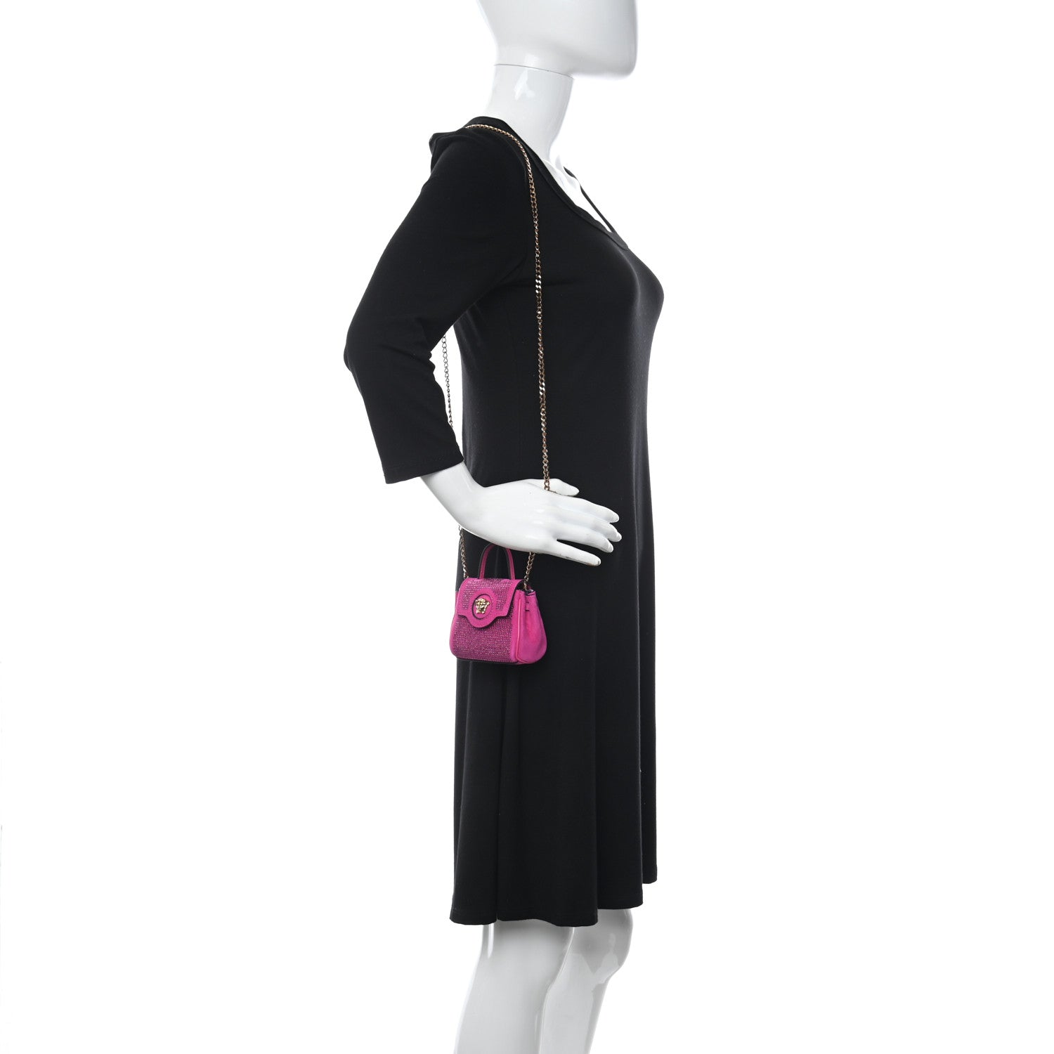 Versace Suede Crystal Studded Micro La Medusa Bag Pink 2 of 9