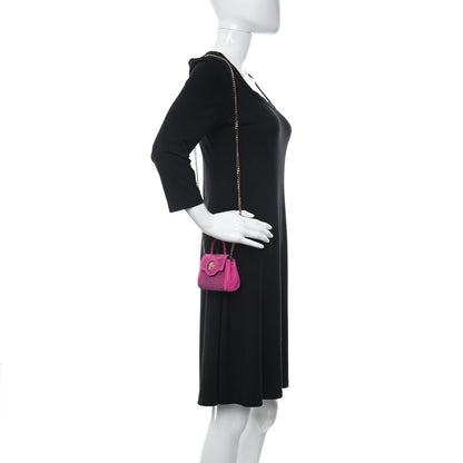 Versace Suede Crystal Studded Micro La Medusa Bag Pink 2 of 9
