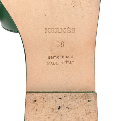 Hermes Calfskin Oran Sandals 38 Vert Electrique 7 of 10