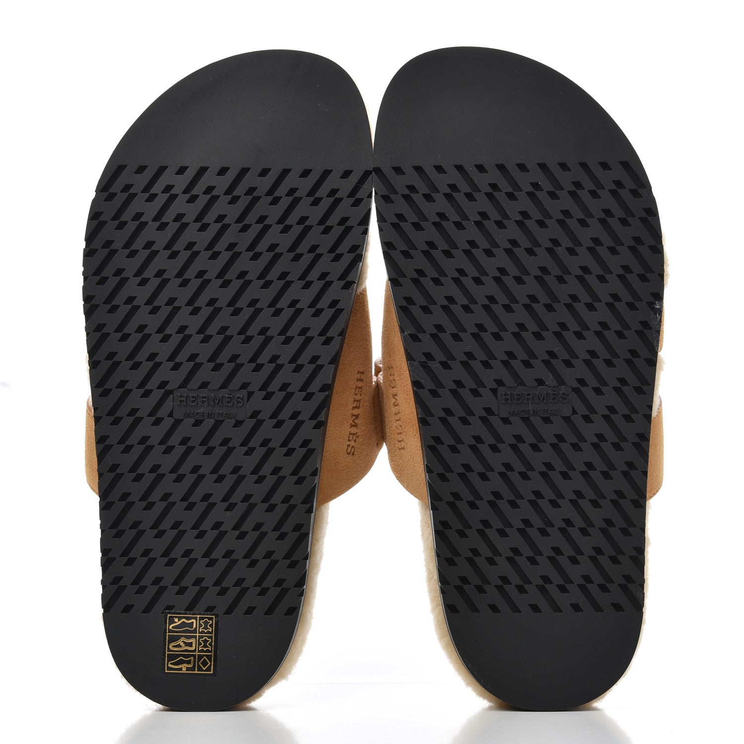 Hermes Suede Goatskin Woolskin Womens Chypre Sandals 37 Golden Beige 5 of 9