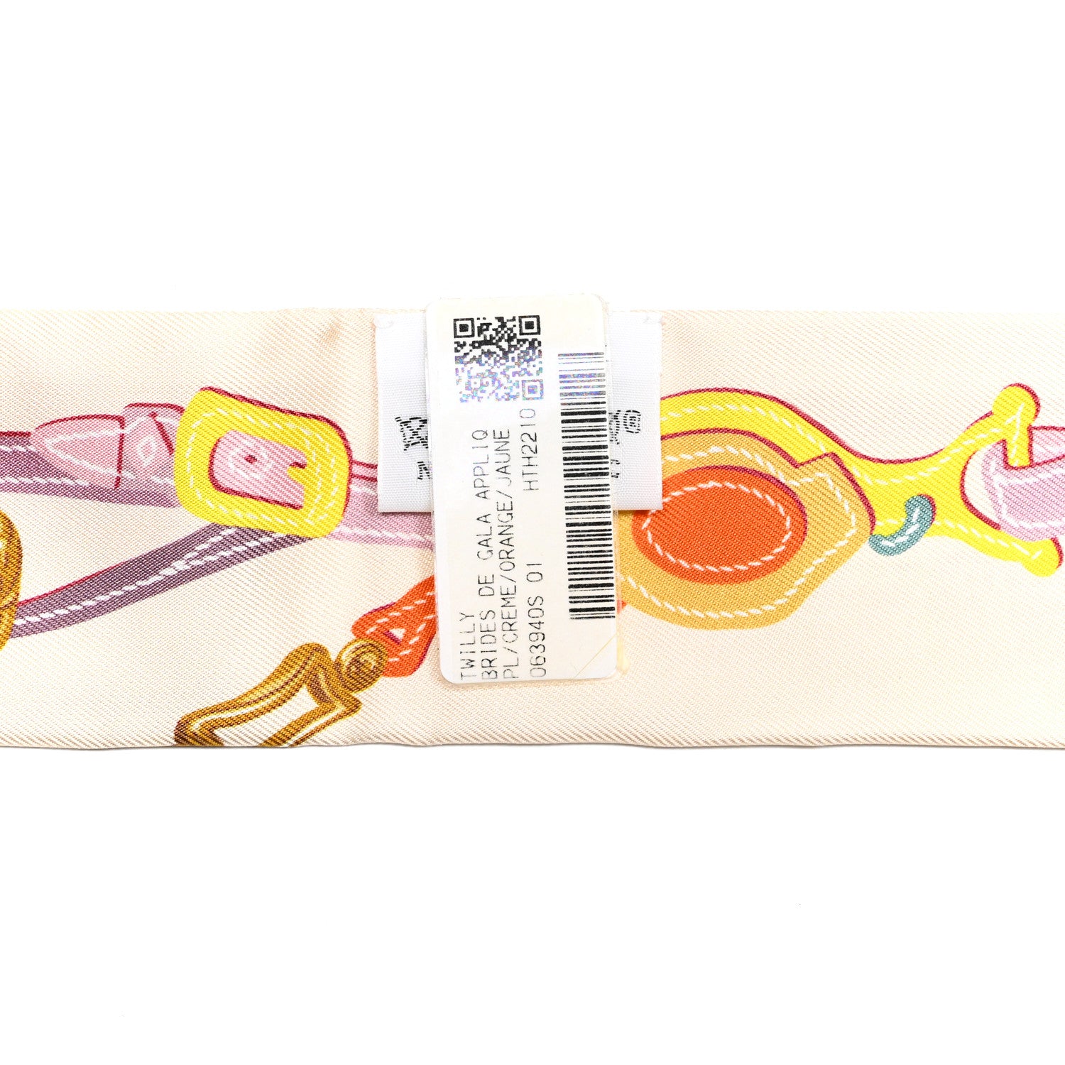 Hermes Silk Brides de Gala Applique Pique Twilly Creme Orange Jaune 4 of 4