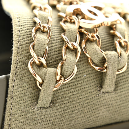 Chanel Canvas Chain Flat Sandals 38 Khaki 12 of 12