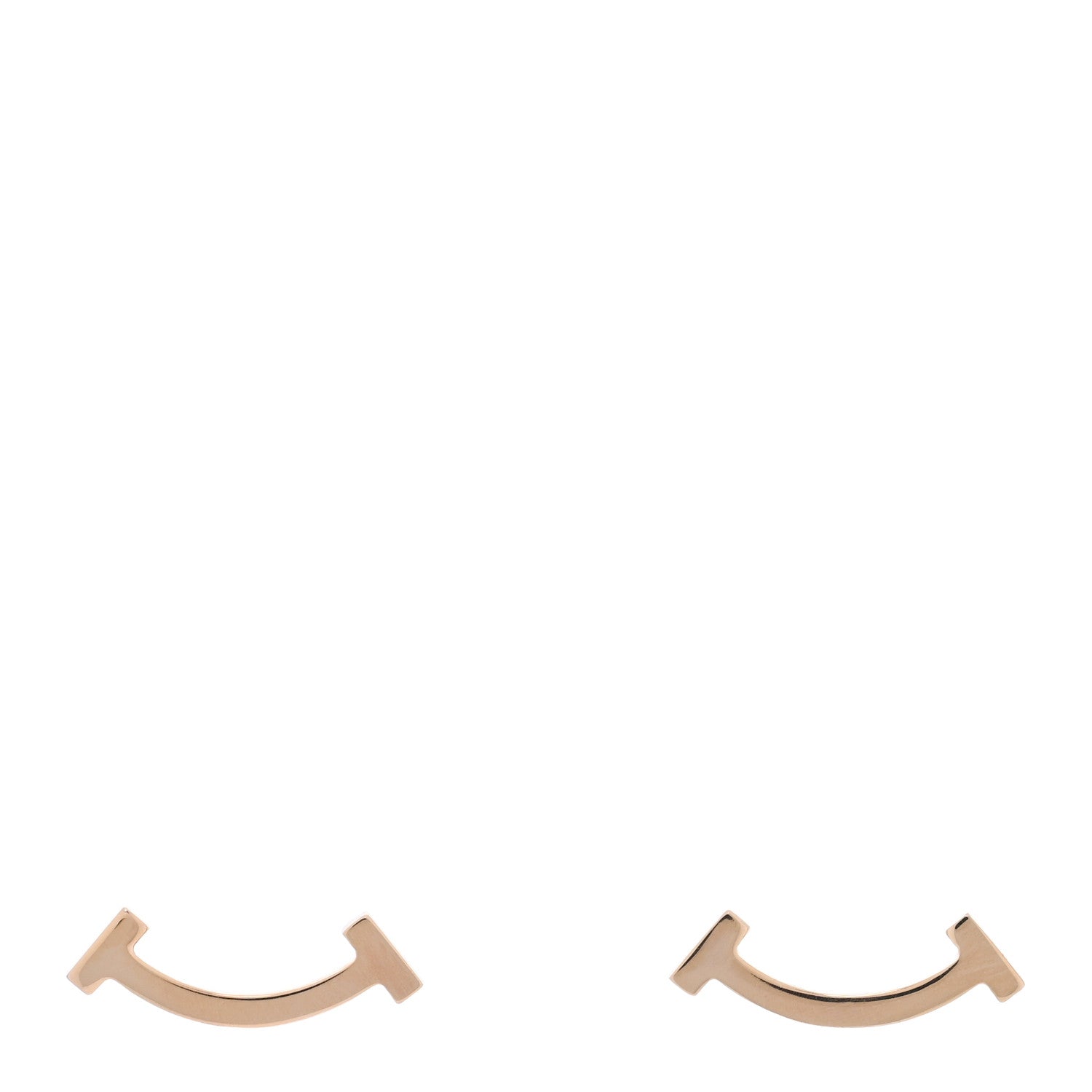 Tiffany 18K Rose Gold T Smile Stud Earrings 1 of 5