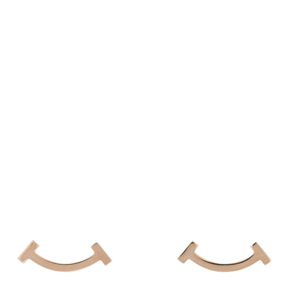 Tiffany 18K Rose Gold T Smile Stud Earrings 1 of 5