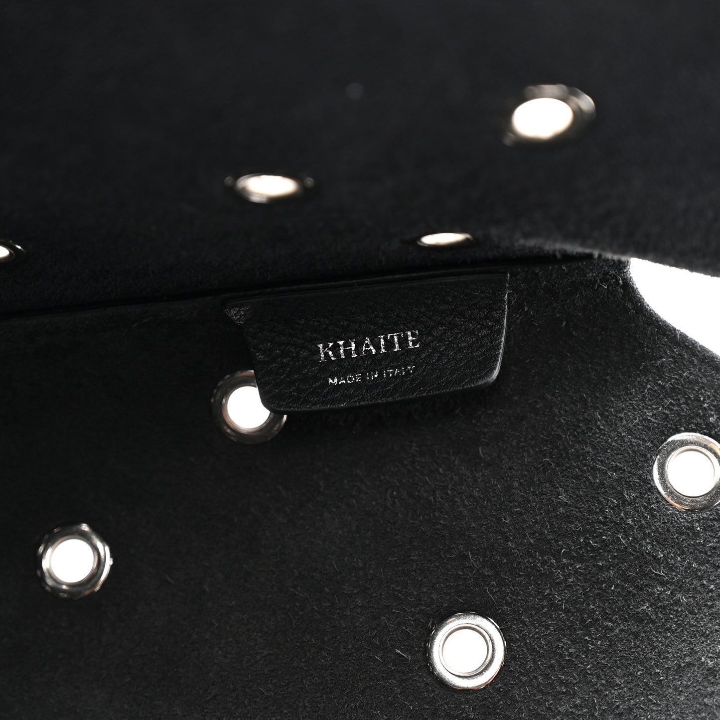 Pebbled Calfskin Grommet Lotus Tote Black