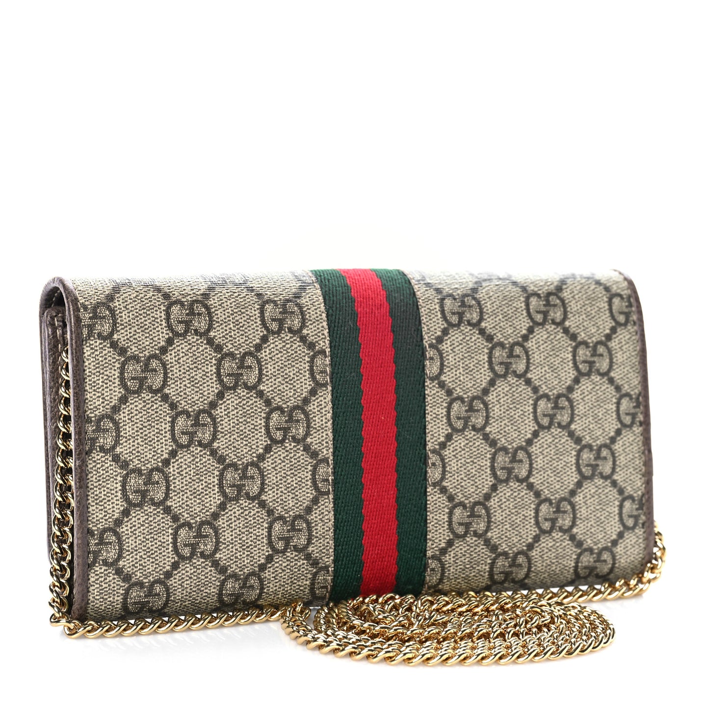 GG Supreme Monogram Web Ophidia Wallet On Chain Brown