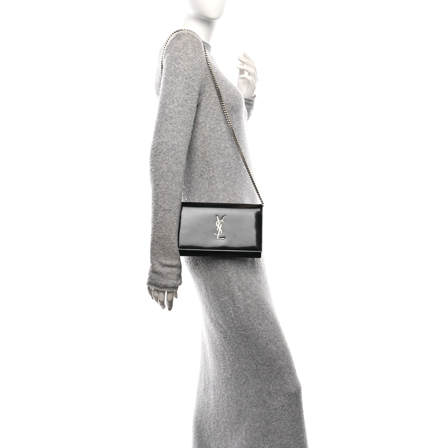 Patent Calfskin Monogram Kate Wallet On Chain Black