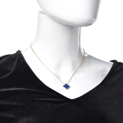 Van Cleef & Arpels 18K Yellow Gold Lapis Lazuli Vintage Alhambra Pendant Necklace 2 of 6