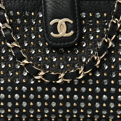 Chanel Calfskin Strass Studded Mini Phone Holder Clutch Black 7 of 9
