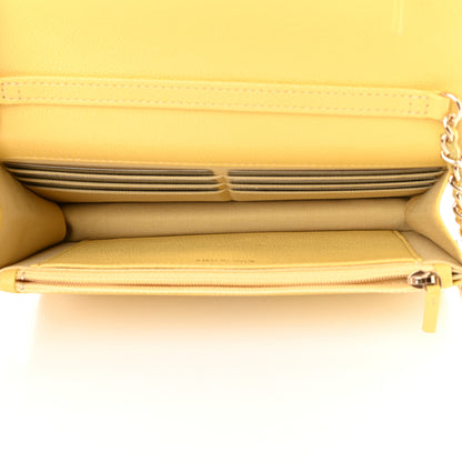 Chanel Caviar Quilted Tiny CC Wallet On Chain WOC Yellow 5 of 13