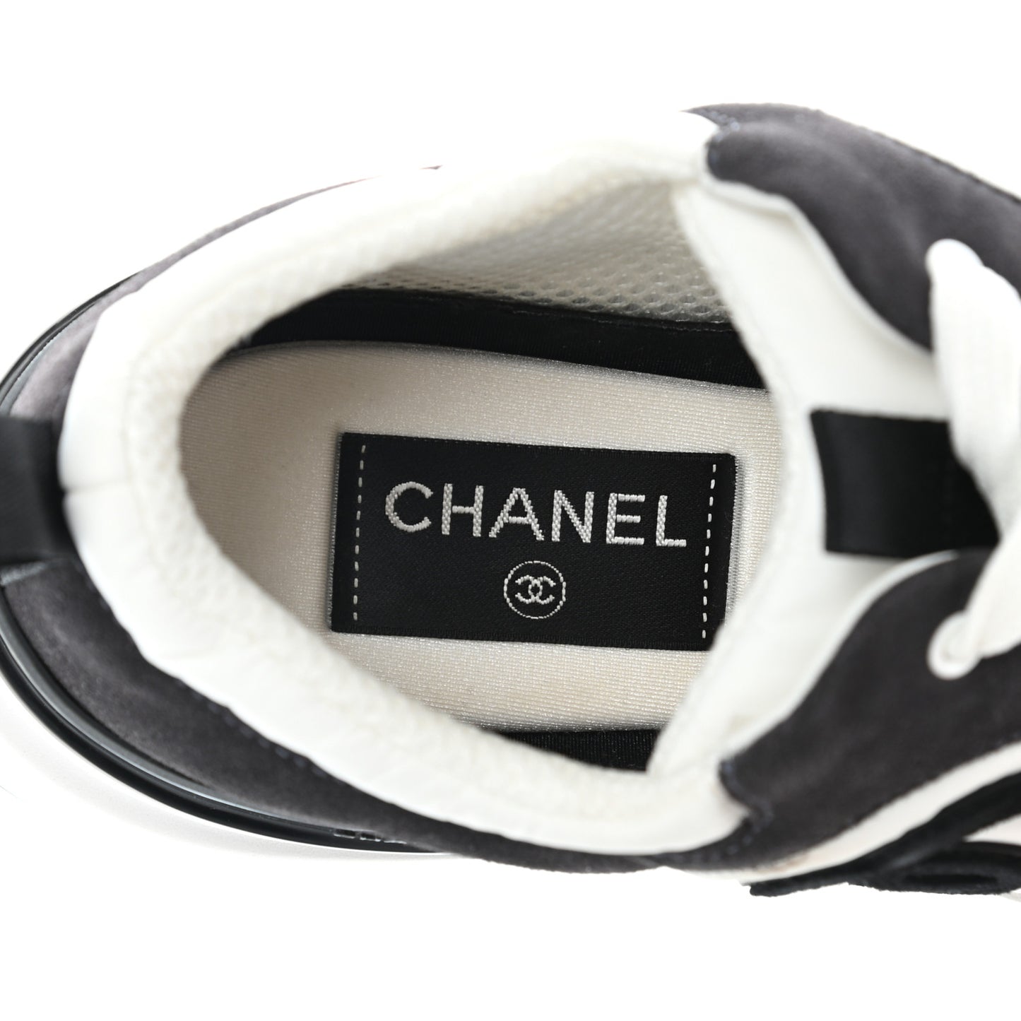 Nylon Suede Calfskin CC Sneakers 39 White Dark Grey