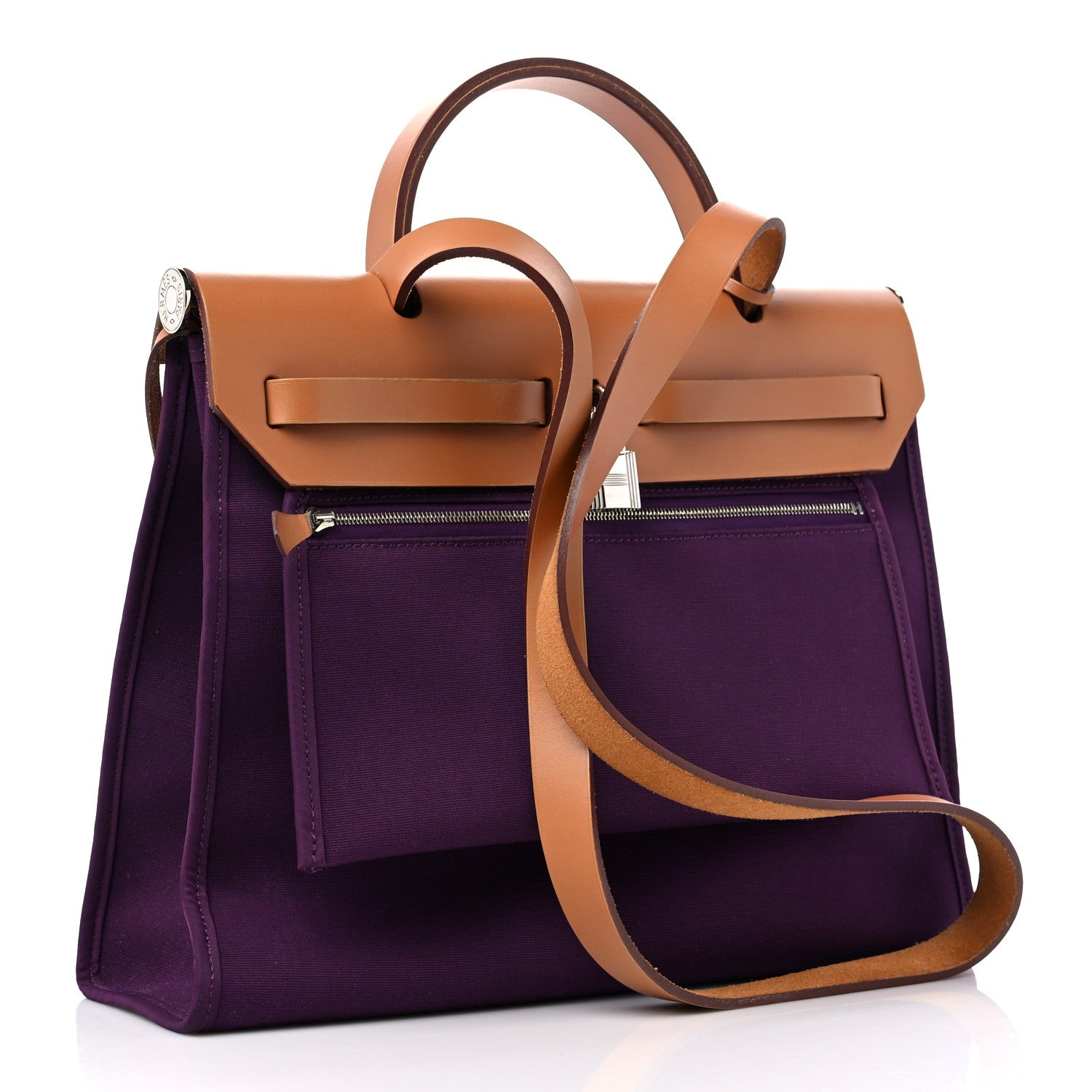 Hermes Toile Vache Hunter Herbag Zip 31 PM Cassis Fauve 4 of 13