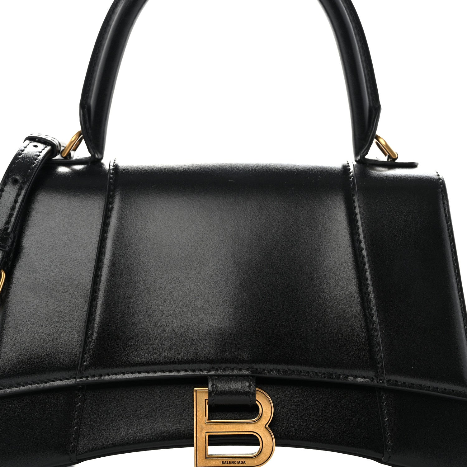 Balenciaga Shiny Box Calfskin Small Hourglass Top Handle Bag Black 7 of 9