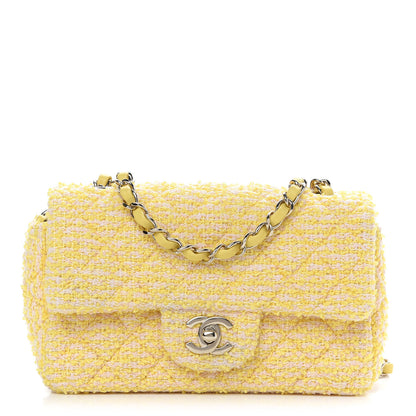 Chanel Tweed Quilted Mini Rectangular Flap Yellow Pink 1 of 11