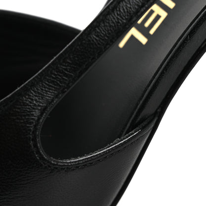 Chanel Lambskin Grosgrain Cap Toe CC Slingback Pumps 36 Black 12 of 13