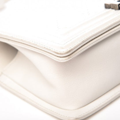 Chanel Calfskin Double Stitch Medium Boy Flap White 14 of 16