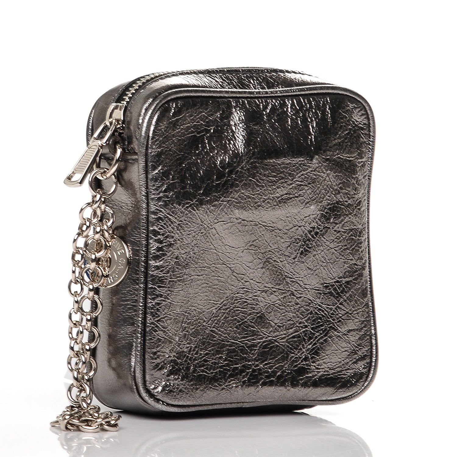Saint Laurent Metallic Leather Belle De Jour Wristlet Pouch Grey 4 of 8