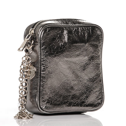 Saint Laurent Metallic Leather Belle De Jour Wristlet Pouch Grey 4 of 8