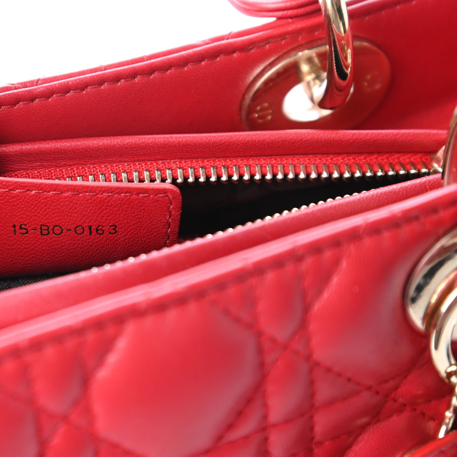 Christian Dior Lambskin Cannage Medium Lady Dior Red 9 of 10
