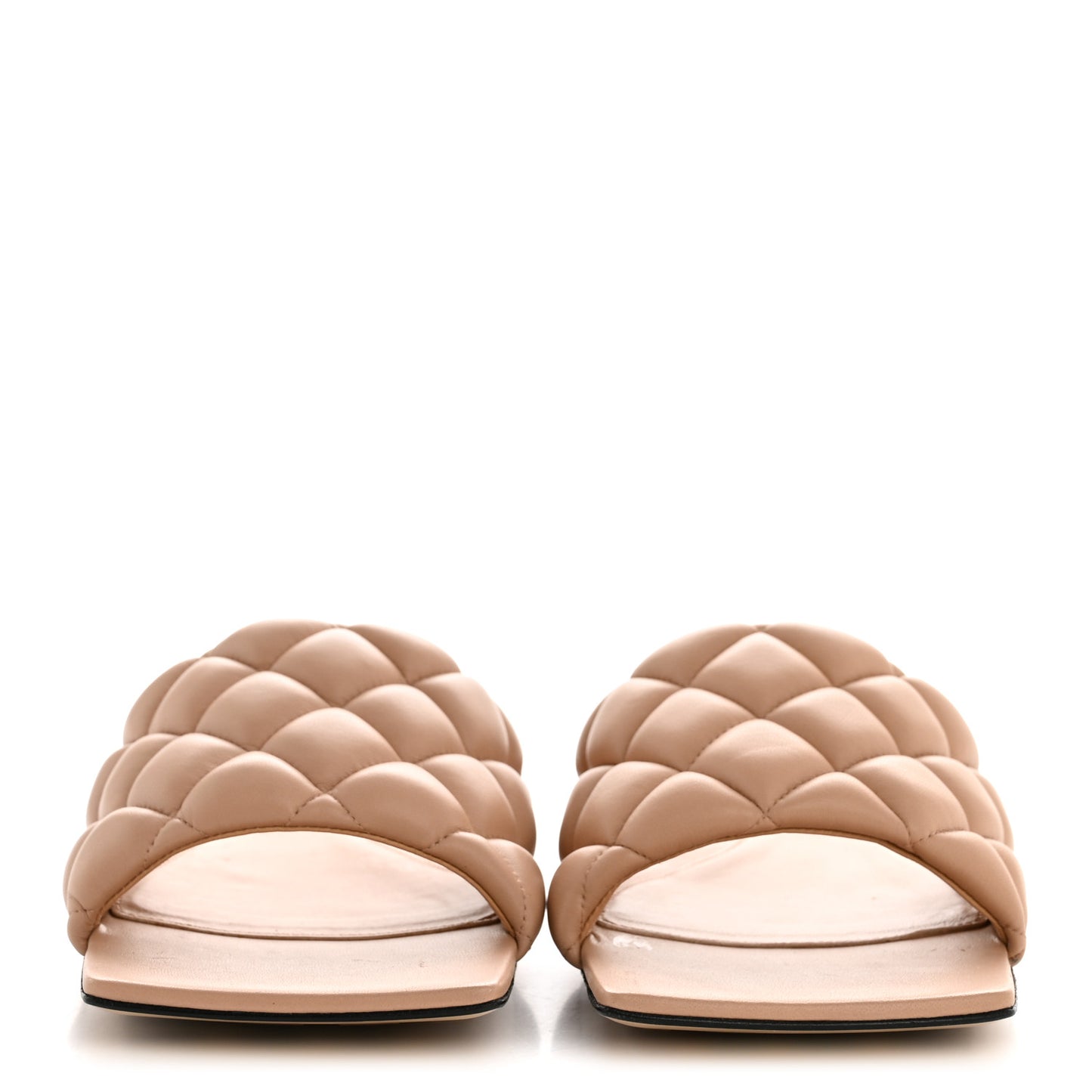 Nappa Matelasse Padded Flat Sandals 38.5 Cipria