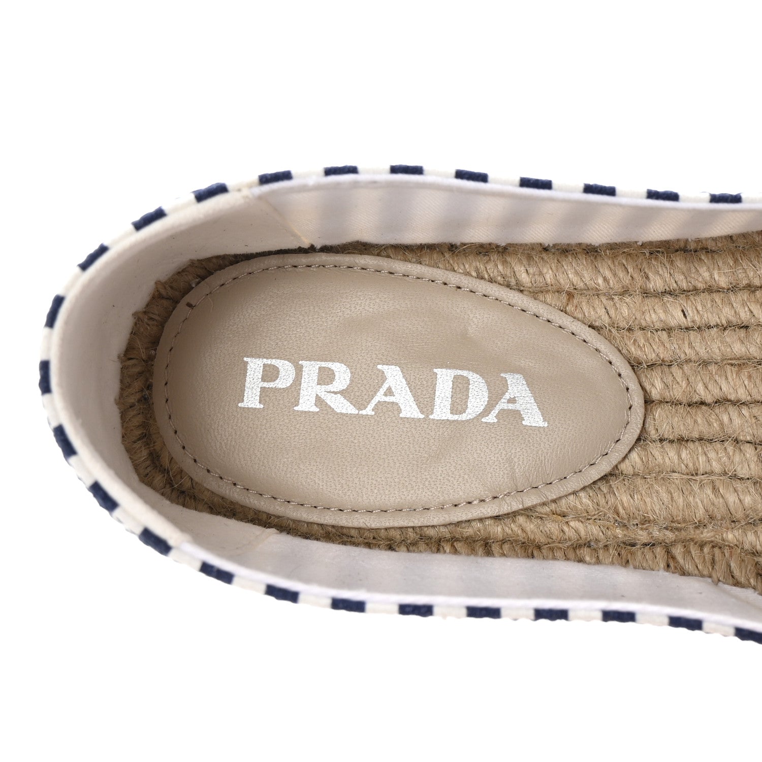 Prada Canvas Striped Triangle Logo Saint Tropez Espadrilles 39 White Blue 8 of 10