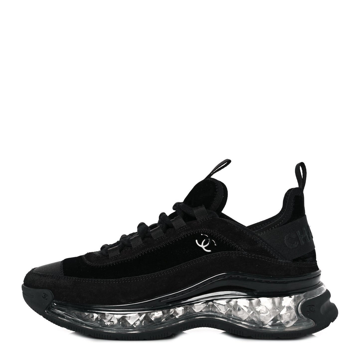 Suede Calfskin Velvet Grosgrain CC Sneakers 37.5 Black