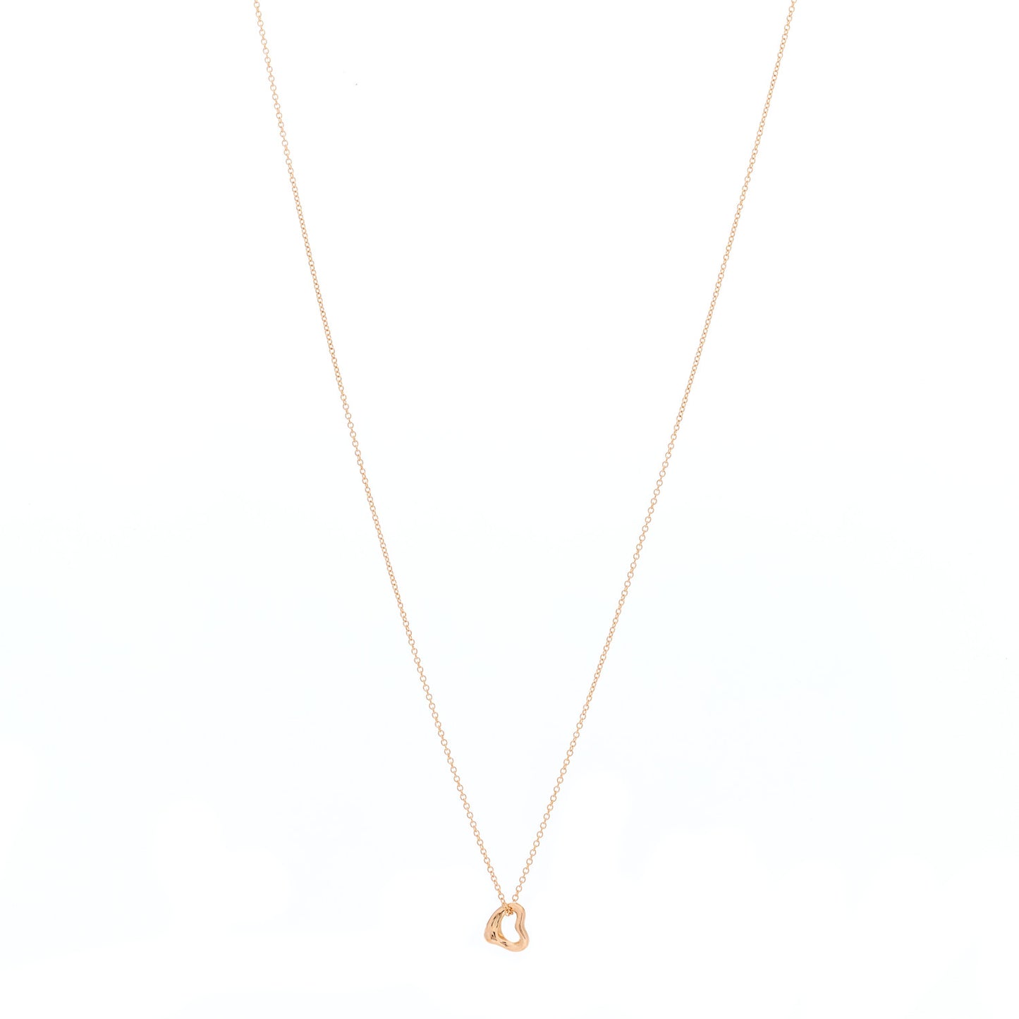 18K Rose Gold 7mm Elsa Peretti Open Heart Pendant Necklace