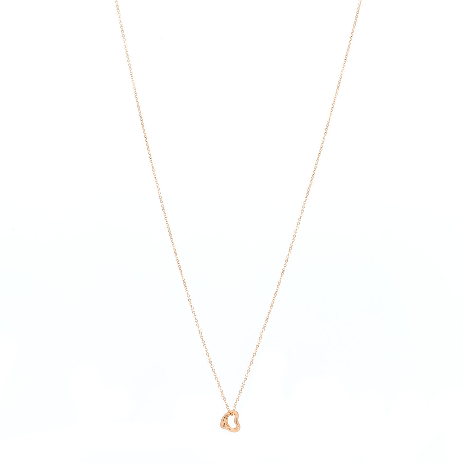 Tiffany 18K Rose Gold 7mm Elsa Peretti Open Heart Pendant Necklace 1 of 7