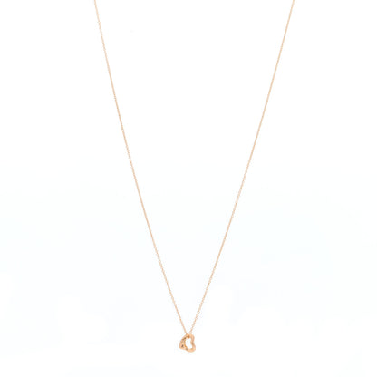 Tiffany 18K Rose Gold 7mm Elsa Peretti Open Heart Pendant Necklace 1 of 7