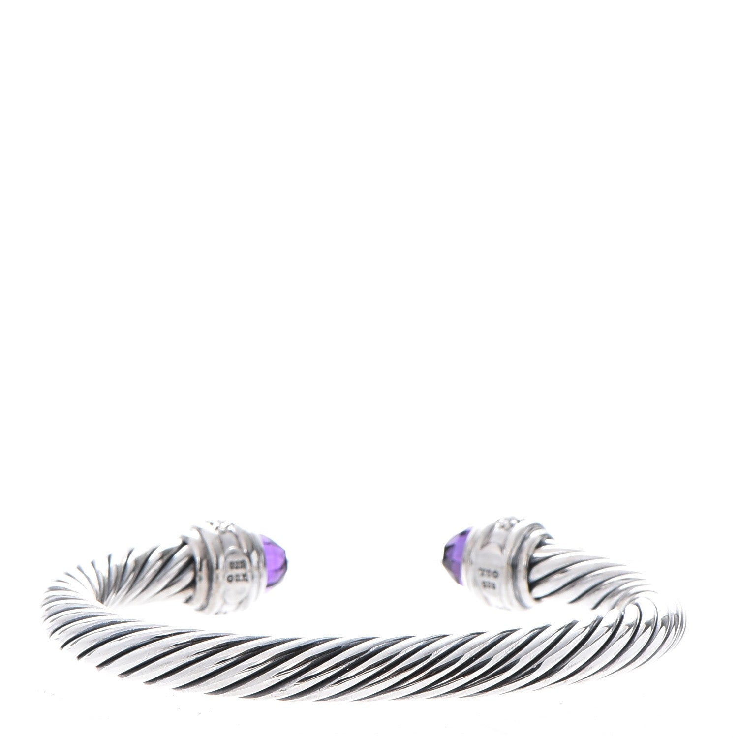David Yurman Sterling Silver Diamond Amethyst 7mm Cable Classics Bracelet 3 of 6