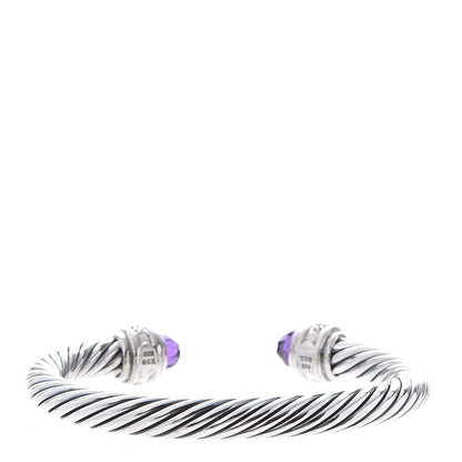 David Yurman Sterling Silver Diamond Amethyst 7mm Cable Classics Bracelet 3 of 6