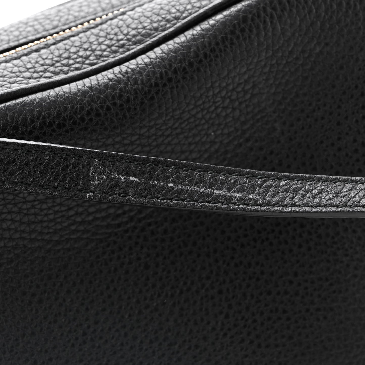 Pebbled Calfskin Small Soho Disco Bag Black