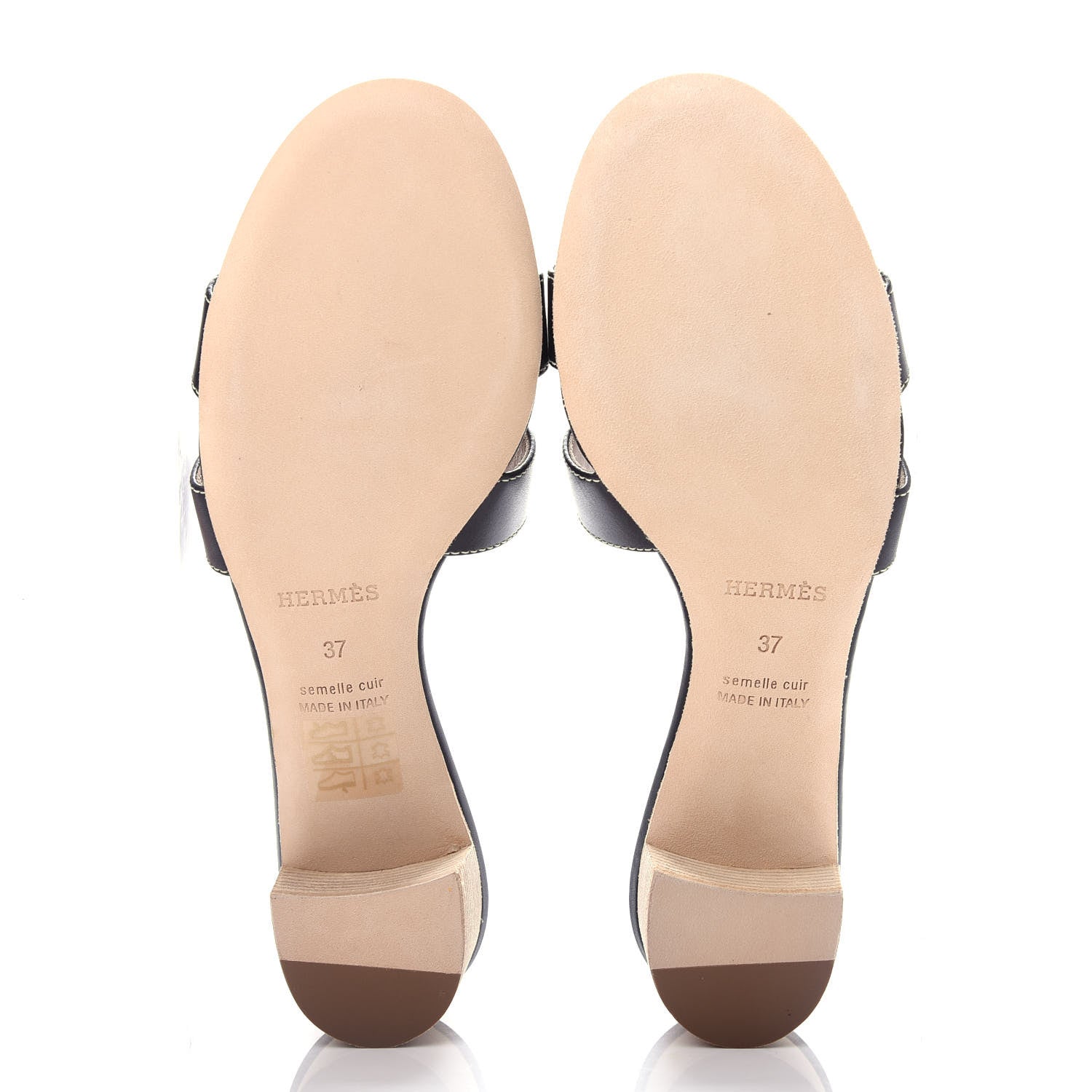 Hermes Calfskin Oasis Sandals 37 Black 6 of 12