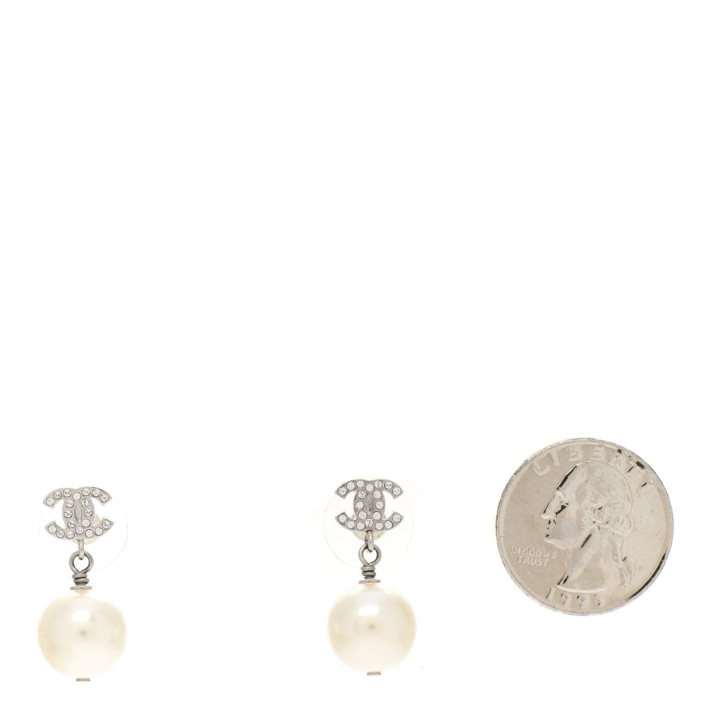 Crystal Pearl CC Drop Earrings Gold