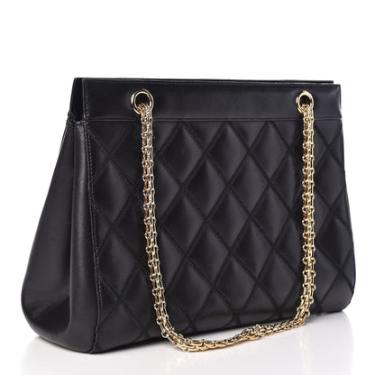 Chanel Lambskin Double Stitch Quilted Tote Black 3 of 11
