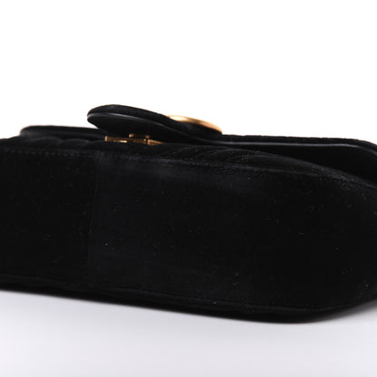 Gucci Velvet Matelasse Mini GG Marmont Shoulder Bag Black 7 of 18