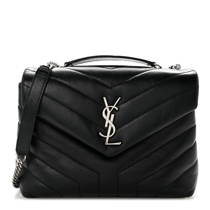 Saint Laurent Calfskin Y Quilted Monogram Small Loulou Chain Satchel Black 1 of 12